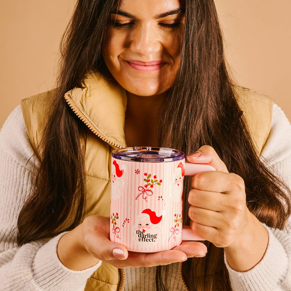 14 oz Insulated Mug-Holly Jolly Santa