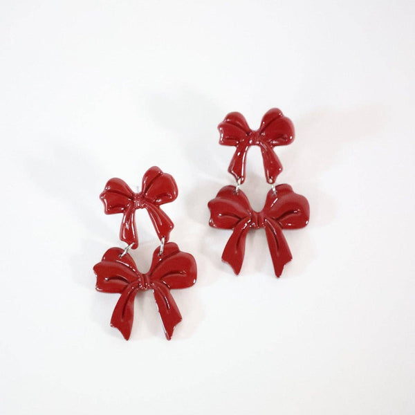 Burgundy Bow Dangles