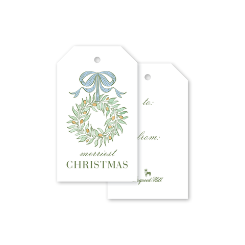 Capri Wreath Gift Tags: Gift Tag Packs - 8 tags per pack