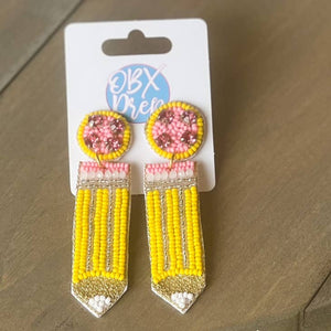 Pencil Seed Beaded Earrings