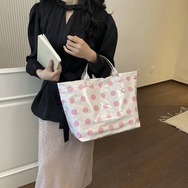 Dot Tote Bag for Women Large Plastic Waterproof Bags: Blue