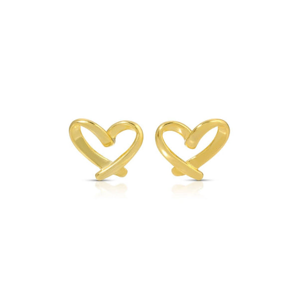 Free Form Heart Studs on Velvet Gift Tag: Gold
