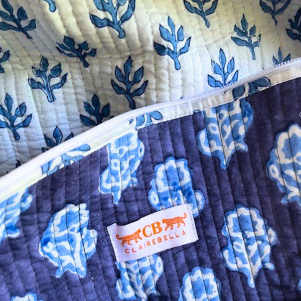 Maya Blue Pouch | Quilted Pouch Set | Quality Fabric Pouches