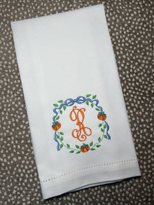 Pumpkin Vine Initial Huck Towels