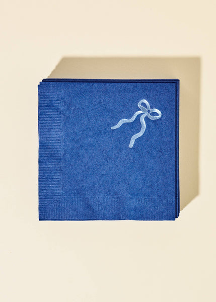 Coquette Navy Bow Cocktail Paper Beverage Napkin - Set of 20