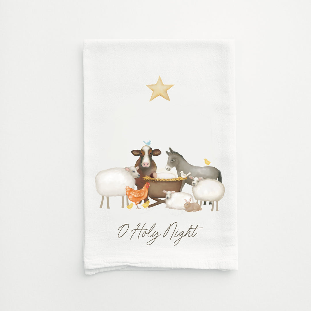 Karen Marcum O Holy Night Manger Tea Towel