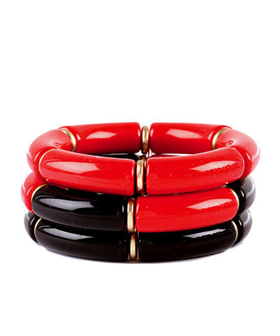 Red and Black Stretch Bracelet Set