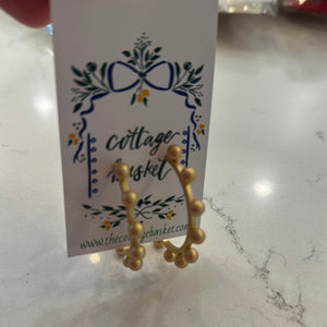 Matte gold bead hoop earrings