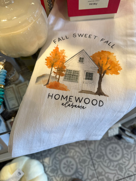 Homewood Fall Home Tea Towel: White • 100% Cotton