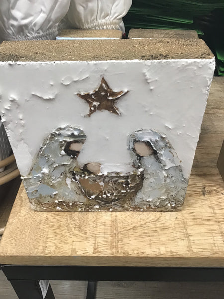5.5x5.5 Karen Marcum Nativity wooden block