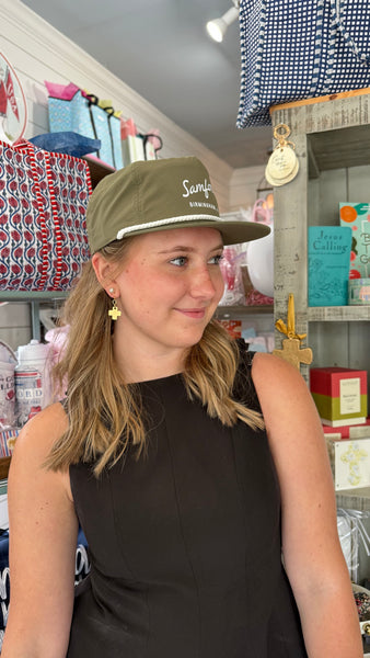 Samford Nylon Rope Hat: Moss/white