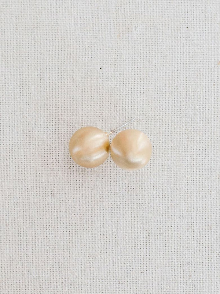 Large Brushed Gold Ball Earrings