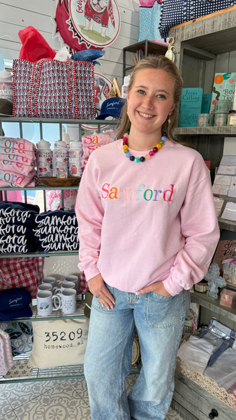 Samford Light Pink/ Multi Color Embroidered Sweatshirt