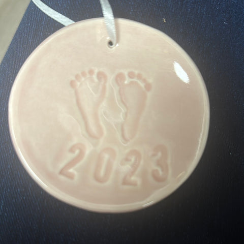 Pink 2023 baby door print pottery ornament