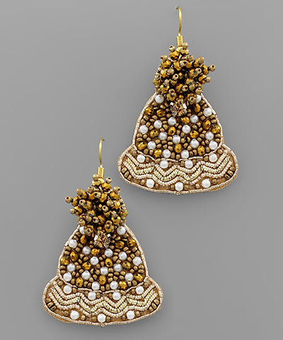 Gold Bell Beaded Earrings