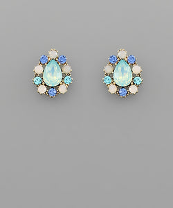 Blue Jewel Stud Earrings