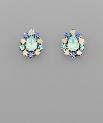 Blue Jewel Stud Earrings