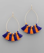 Tassel & Bead Teardrop Earrings Orange and Blue