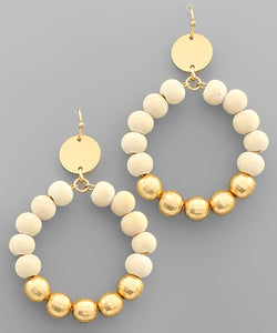Ivory and Gold Bead Earrings