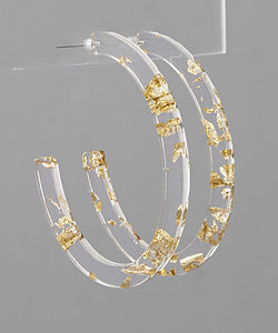 Gold Fleck Acrylic Hoop Earrings