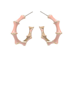 Small Pink Bamboo Hoop Earrings