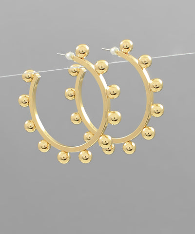 Gold Ball Hoop Earrings