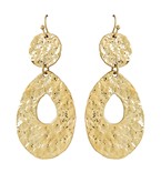Hammered Texture Oval Drop Earrings