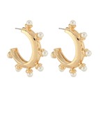 Gold Hoops with Pearls