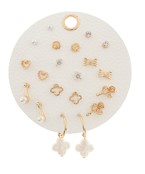 Clover and Bow 10 Pair Earring Set