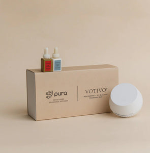 PURA + VOTIVO Smart Home Diffuser Set with Red Currant & Icy Blue Pine