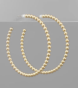 Thin beaded hoop gold earrings