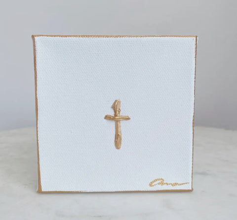 Gold cross on small canvas