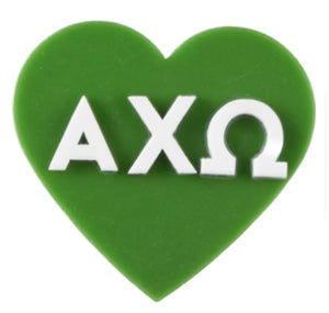 Alpha chi omega acrylic heart pin