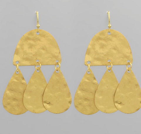Gold hammered small dangle earrings