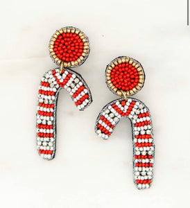 Candy cane beaded small earrings