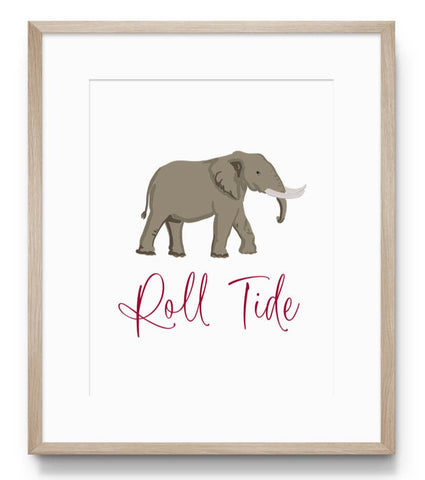 Elephant water color- roll tide print