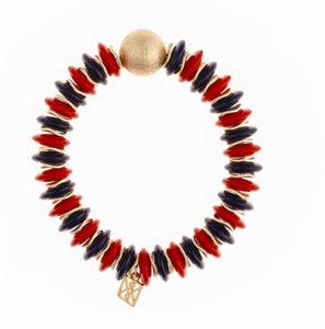 Chloe red/navy beaded bracelet