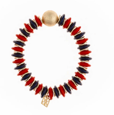 Chloe red/navy beaded bracelet