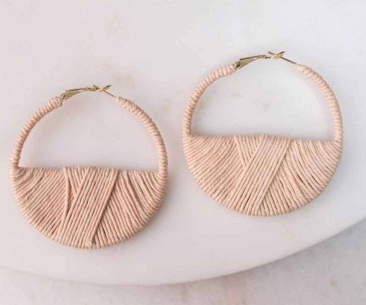 Rope natural hoop earrings