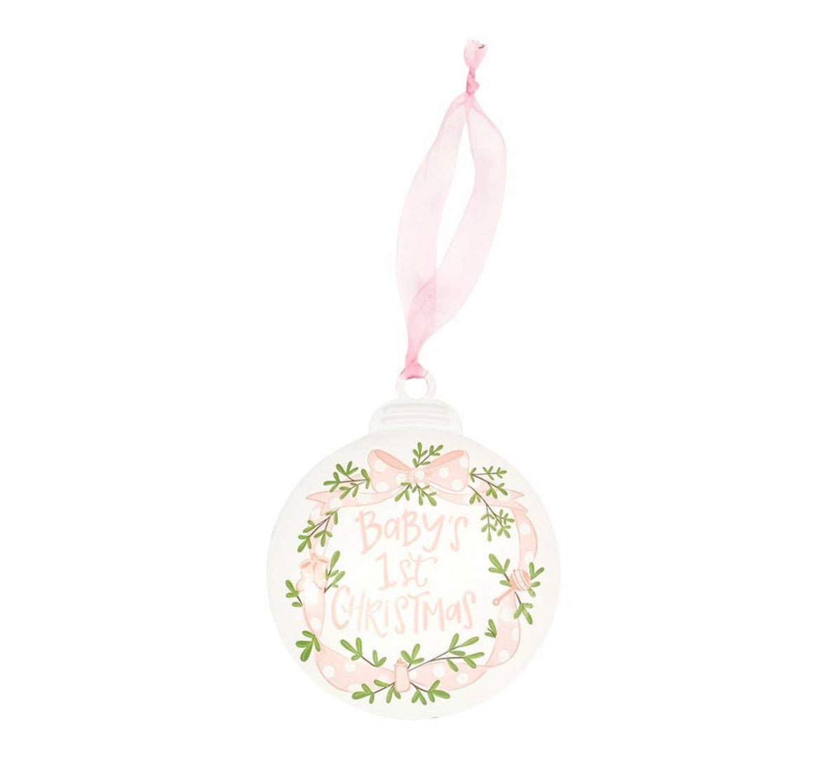 Pink baby metal ornament