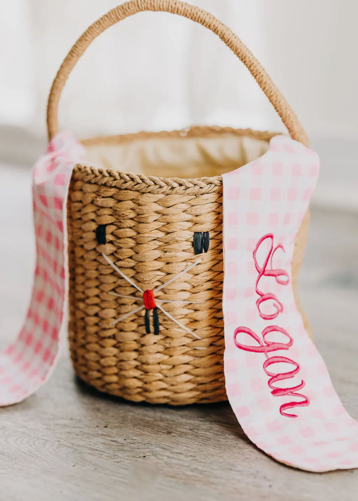 Pre order woven pink gingham Easter basket