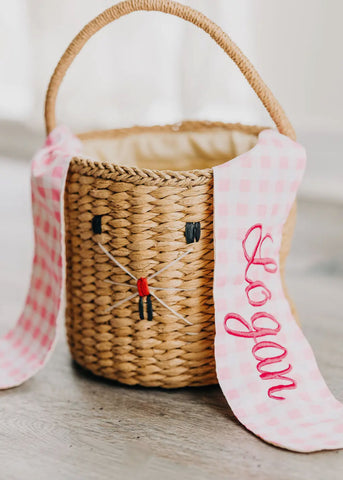 Pre order woven pink gingham Easter basket