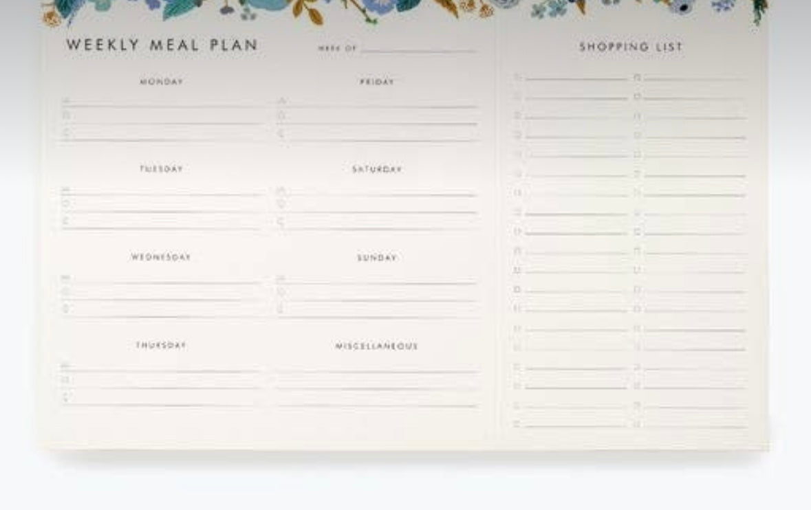 Rifle paper Garden party meal planner