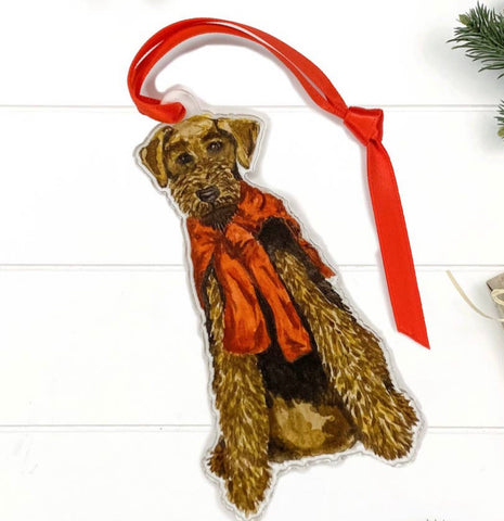 Airedale terrier acrylic dog ornament