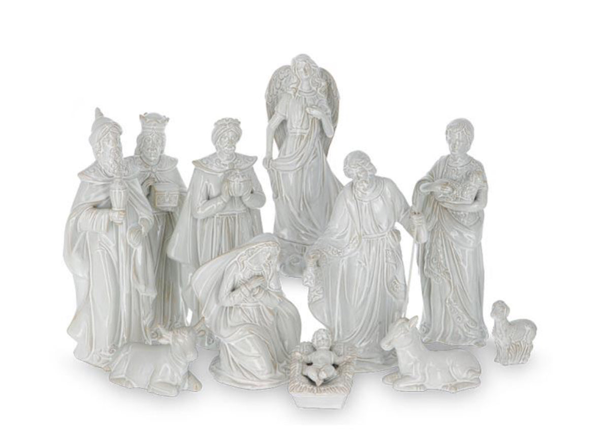 White 11 piece porcelain nativity