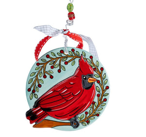 Red bird round ornament