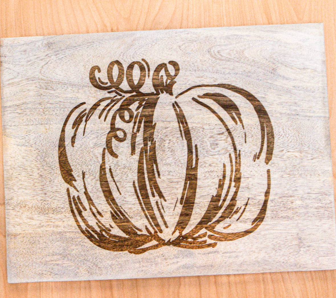 Wooden pumpkin cutting board