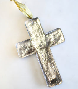 Silver glass cross or ornament