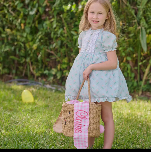 Pre order woven pink gingham Easter basket
