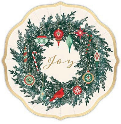 Joy dinner plate with with wreath